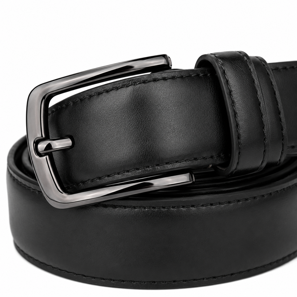 Genuine Leather Dress Belt – Classic Black | soulvaier