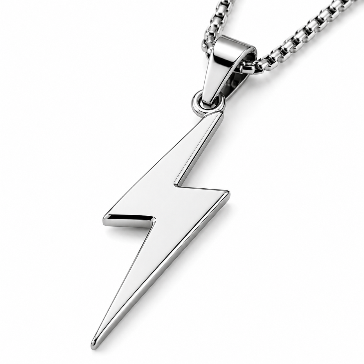Stainless Steel Lightning Bolt Pendant Necklace | soulvaier