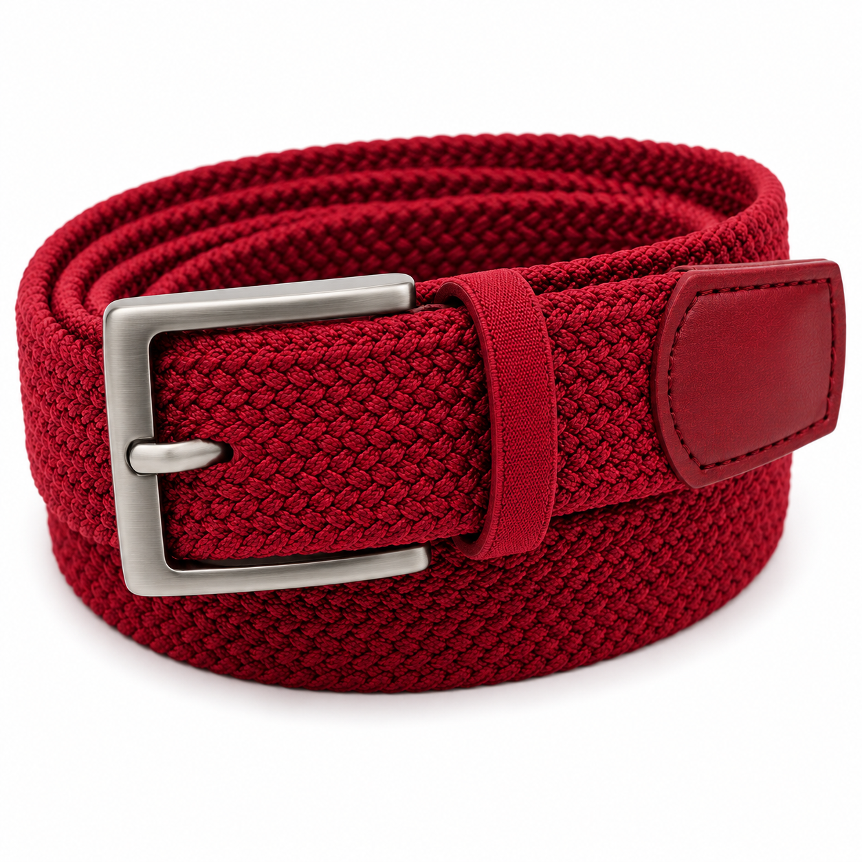 Braided Fabric Belt – Crimson Red | soulvaier