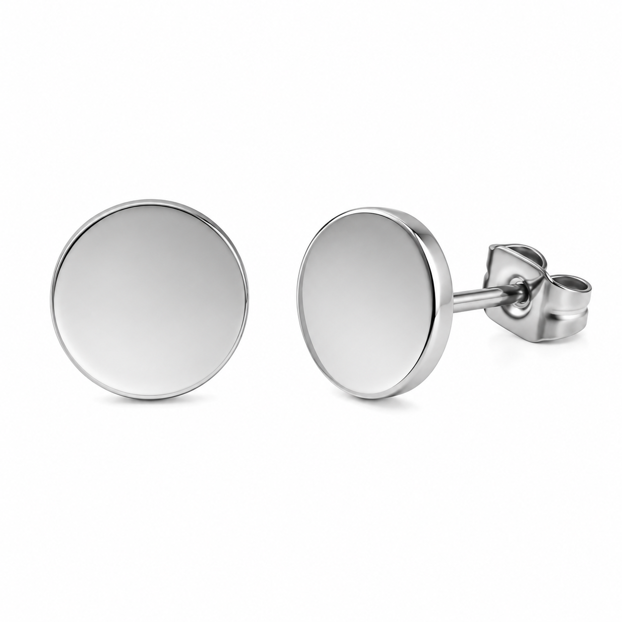 Stainless Steel Round Stud Earrings | soulvaier