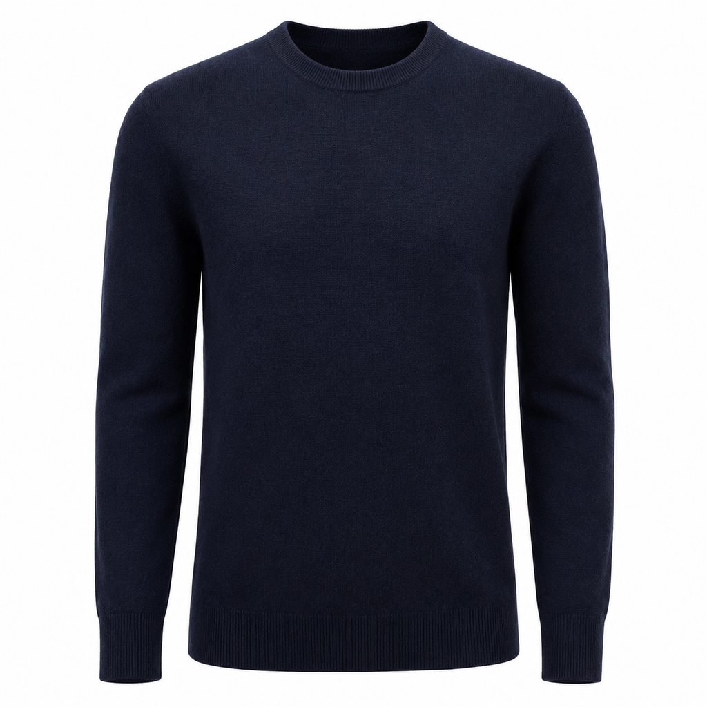 Premium Merino Knit Sweater – Navy Blue | soulvaier
