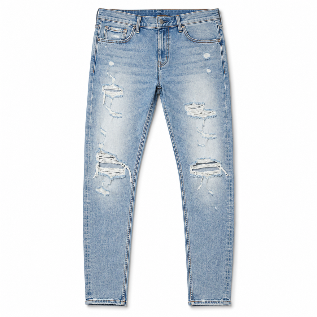 Distressed Light Wash Denim Jeans | soulvaier