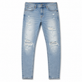Distressed Light Wash Denim Jeans | soulvaier