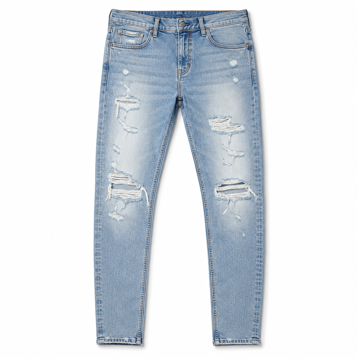 Distressed Light Wash Denim Jeans | soulvaier