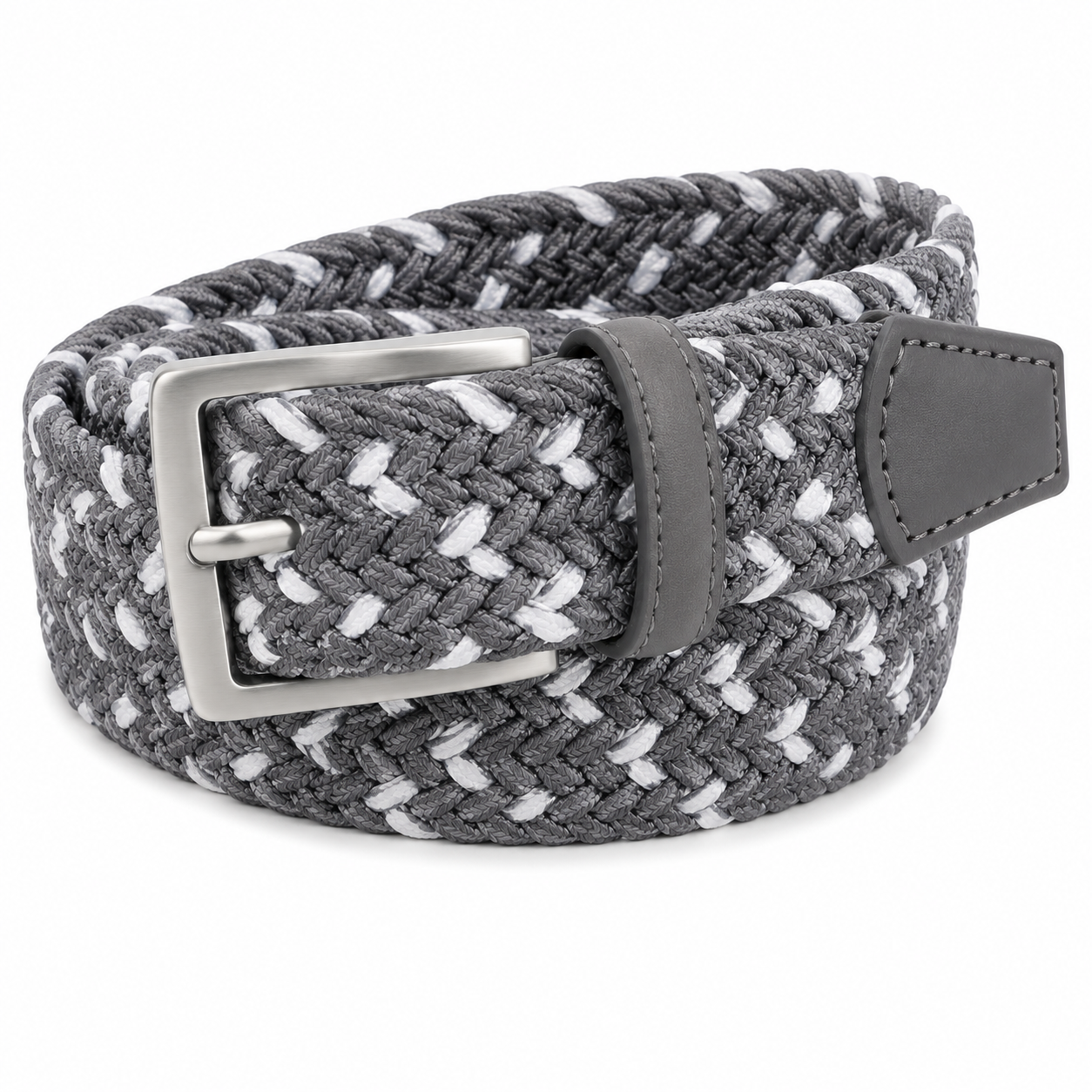 Braided Fabric Belt – Grey & White | soulvaier