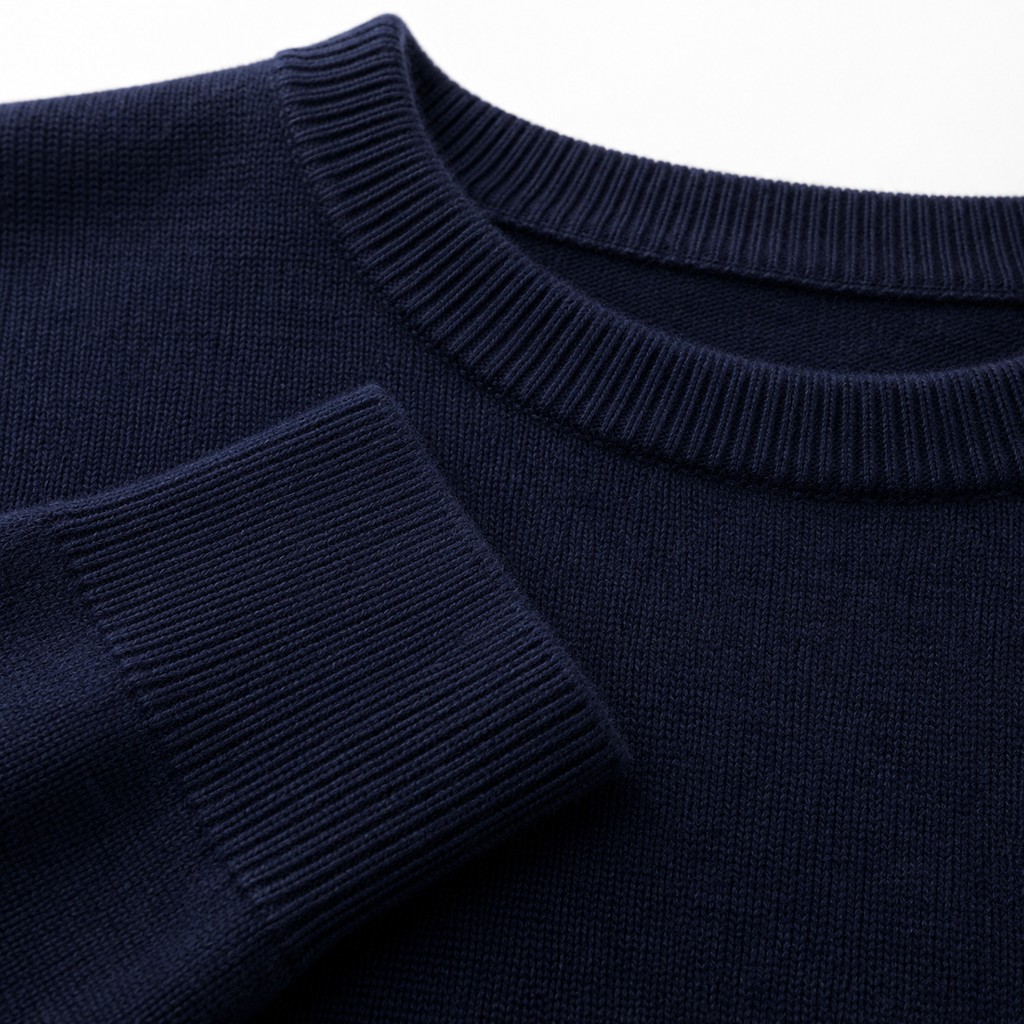 Premium Merino Knit Sweater – Navy Blue | soulvaier