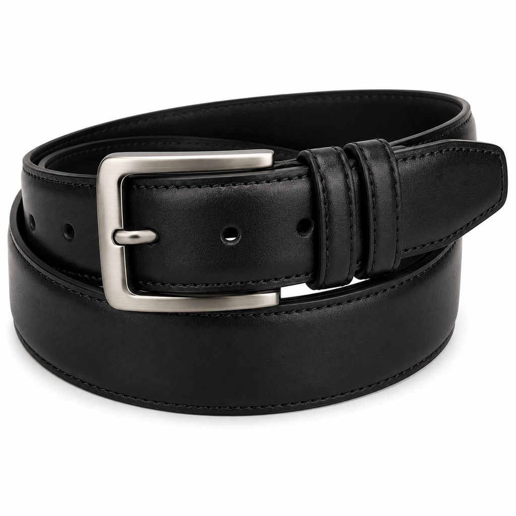 Genuine Leather Dress Belt – Classic Black | soulvaier