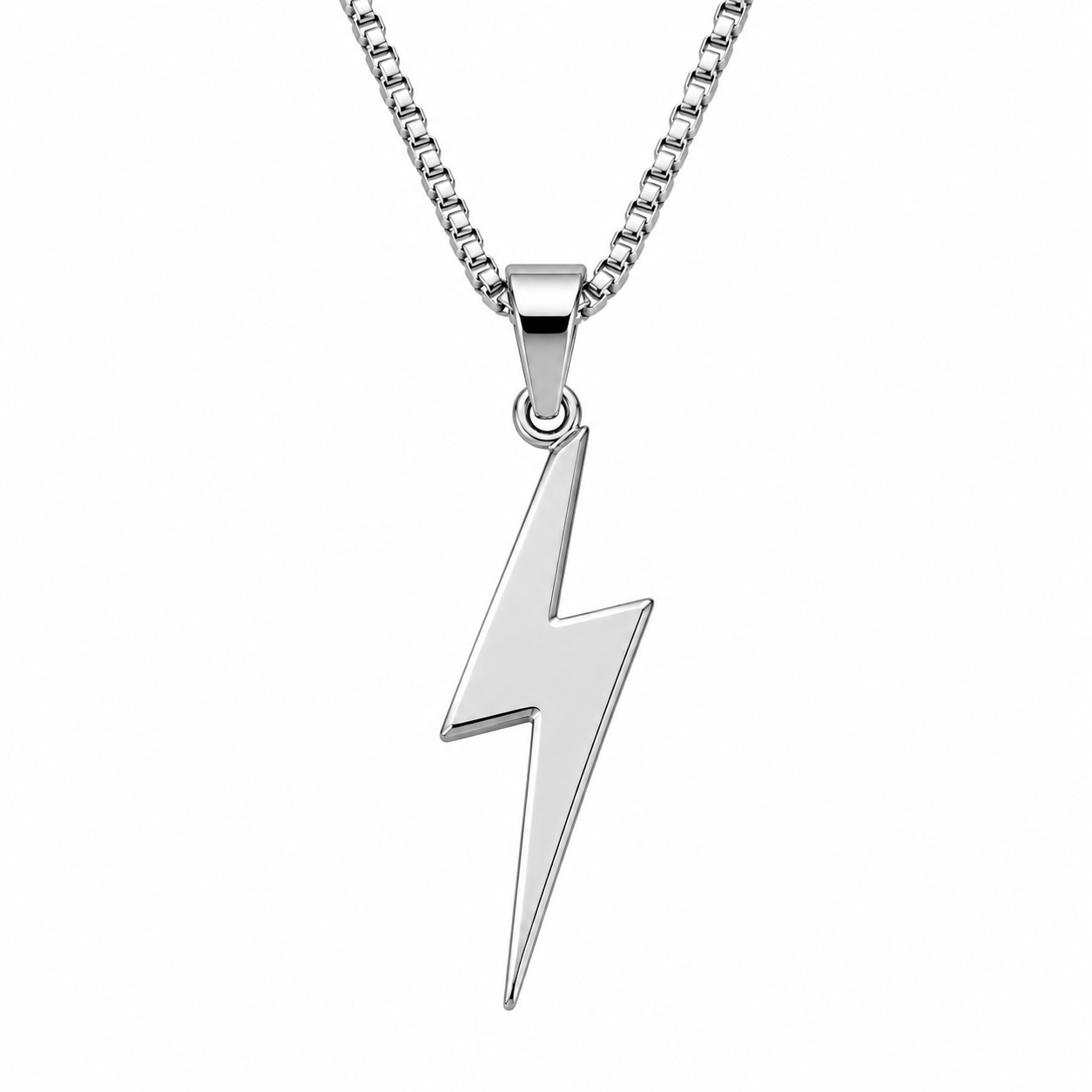 Stainless Steel Lightning Bolt Pendant Necklace | soulvaier
