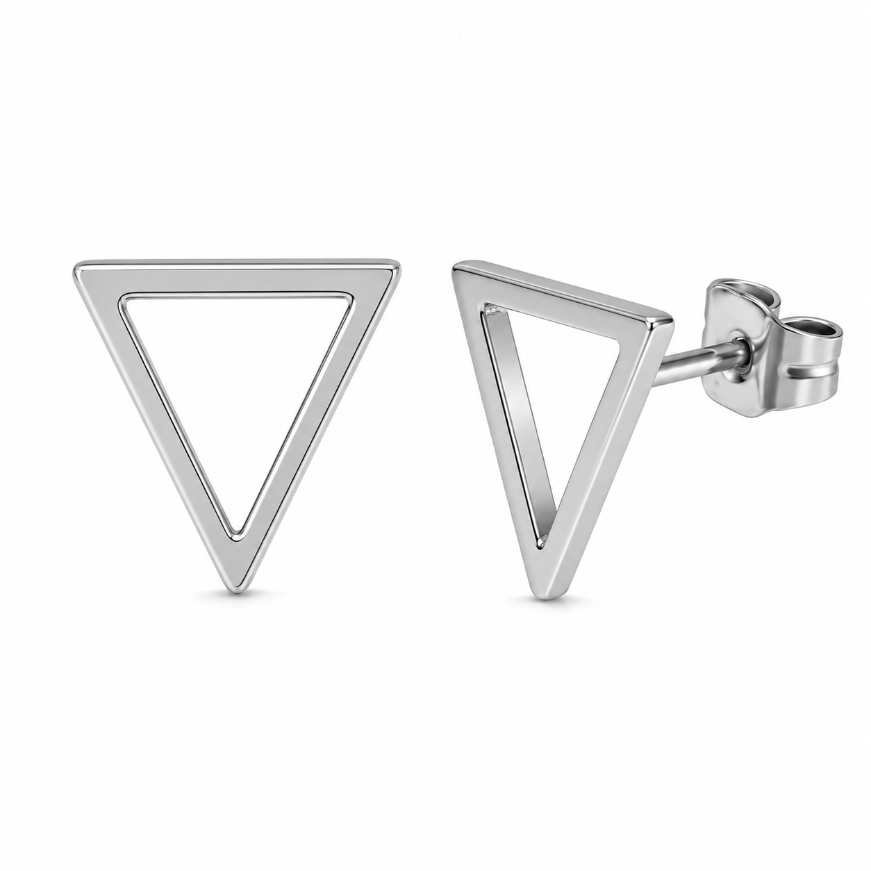 Geometric Triangle Stainless Steel Stud Earrings | soulvaier