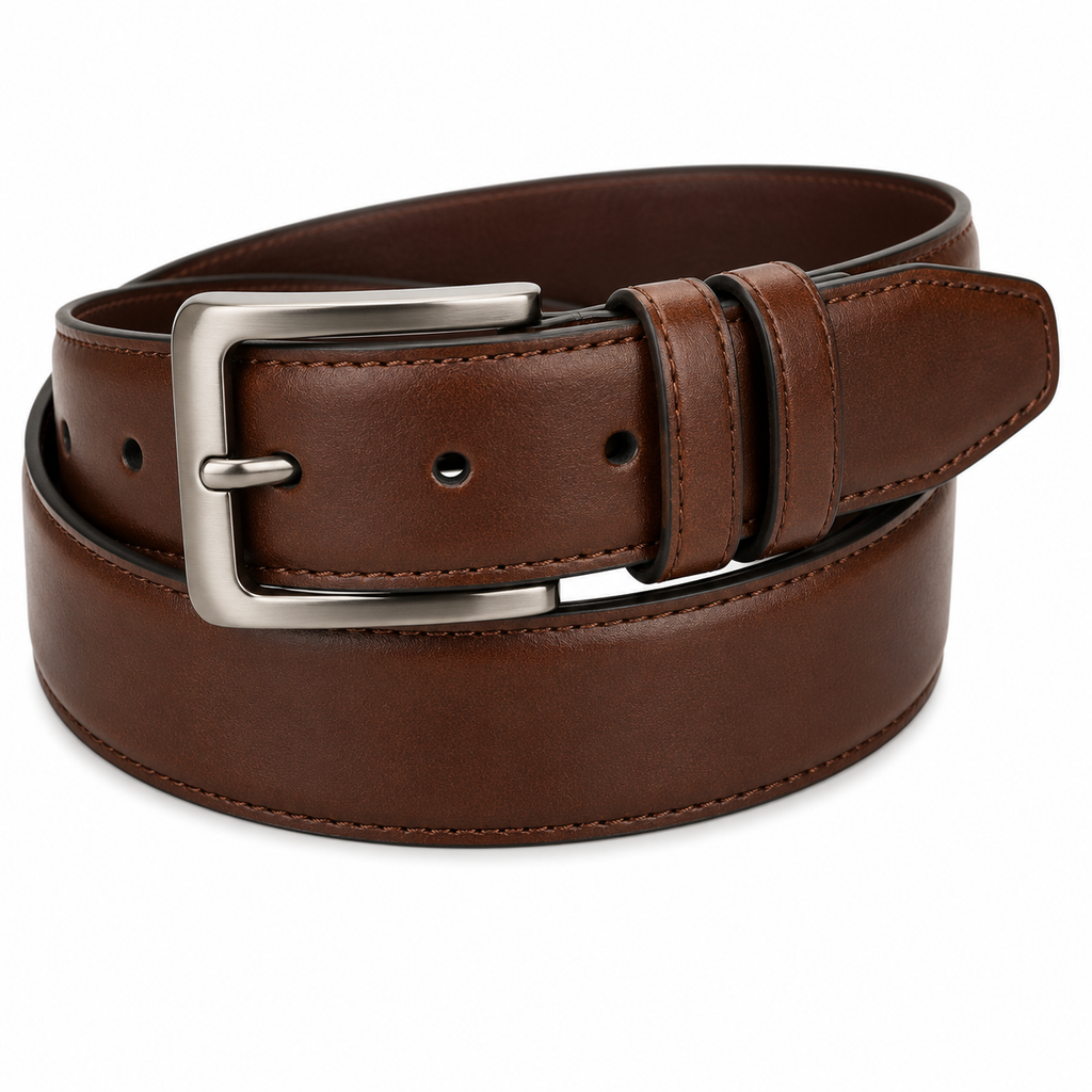 Genuine Leather Dress Belt – Chestnut Brown | soulvaier
