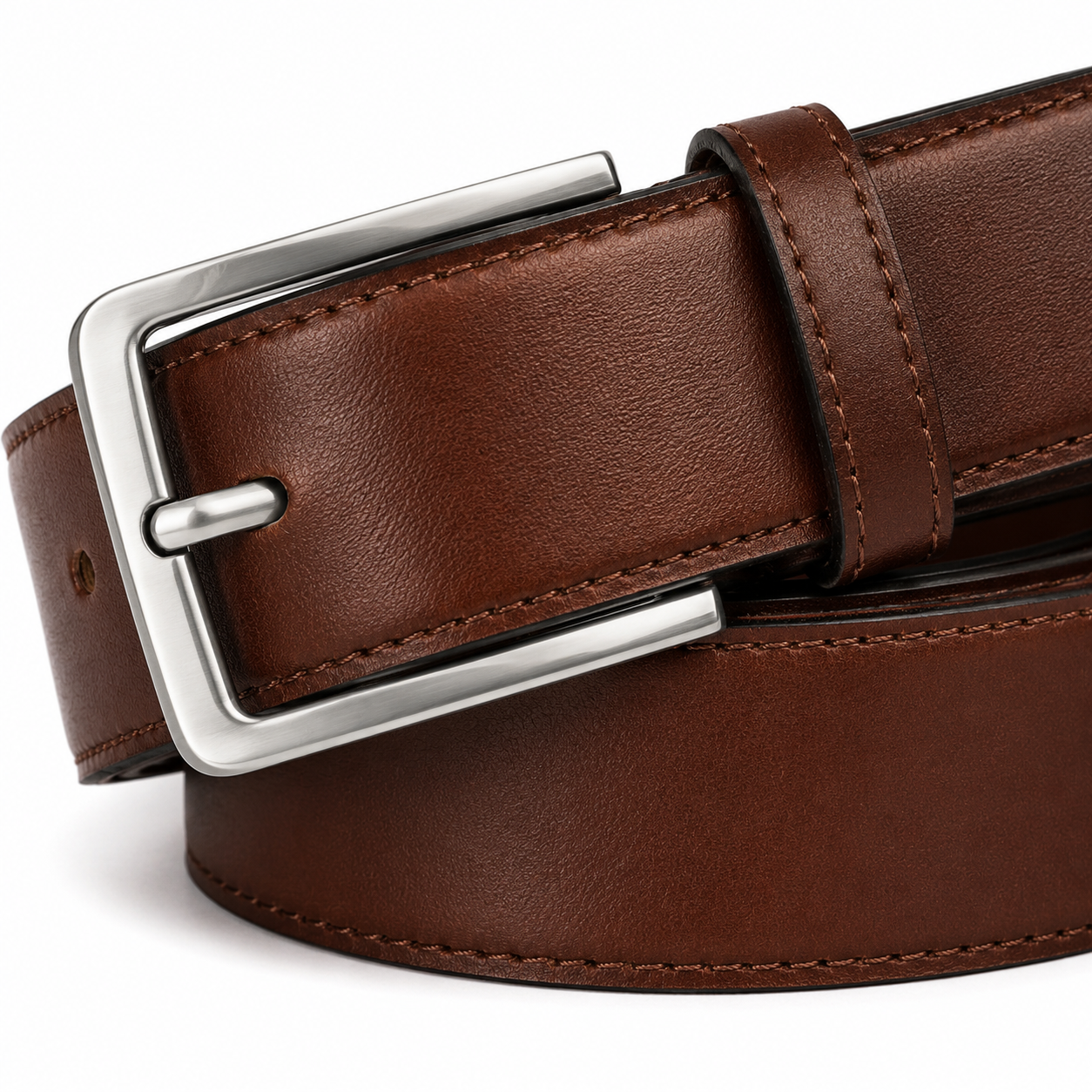 Genuine Leather Dress Belt – Chestnut Brown | soulvaier
