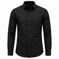 Tailored Cotton Shirt with Chest Pocket – Black | soulvaier