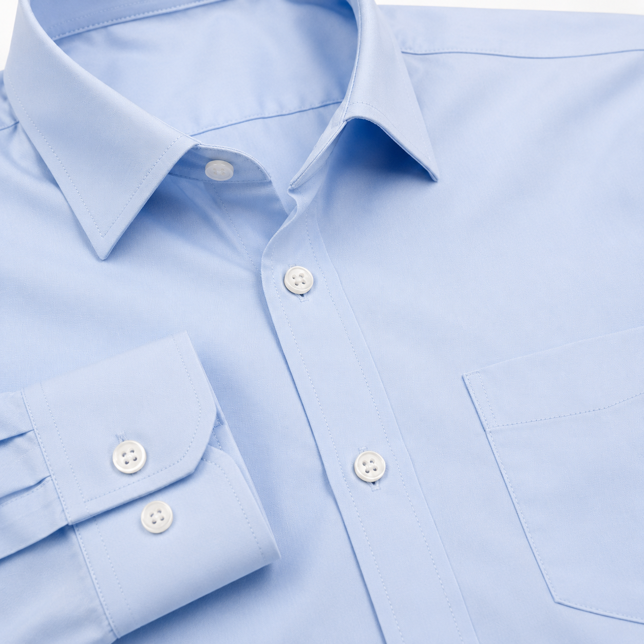 Tailored Cotton Shirt with Chest Pocket – Baby Blue | soulvaier