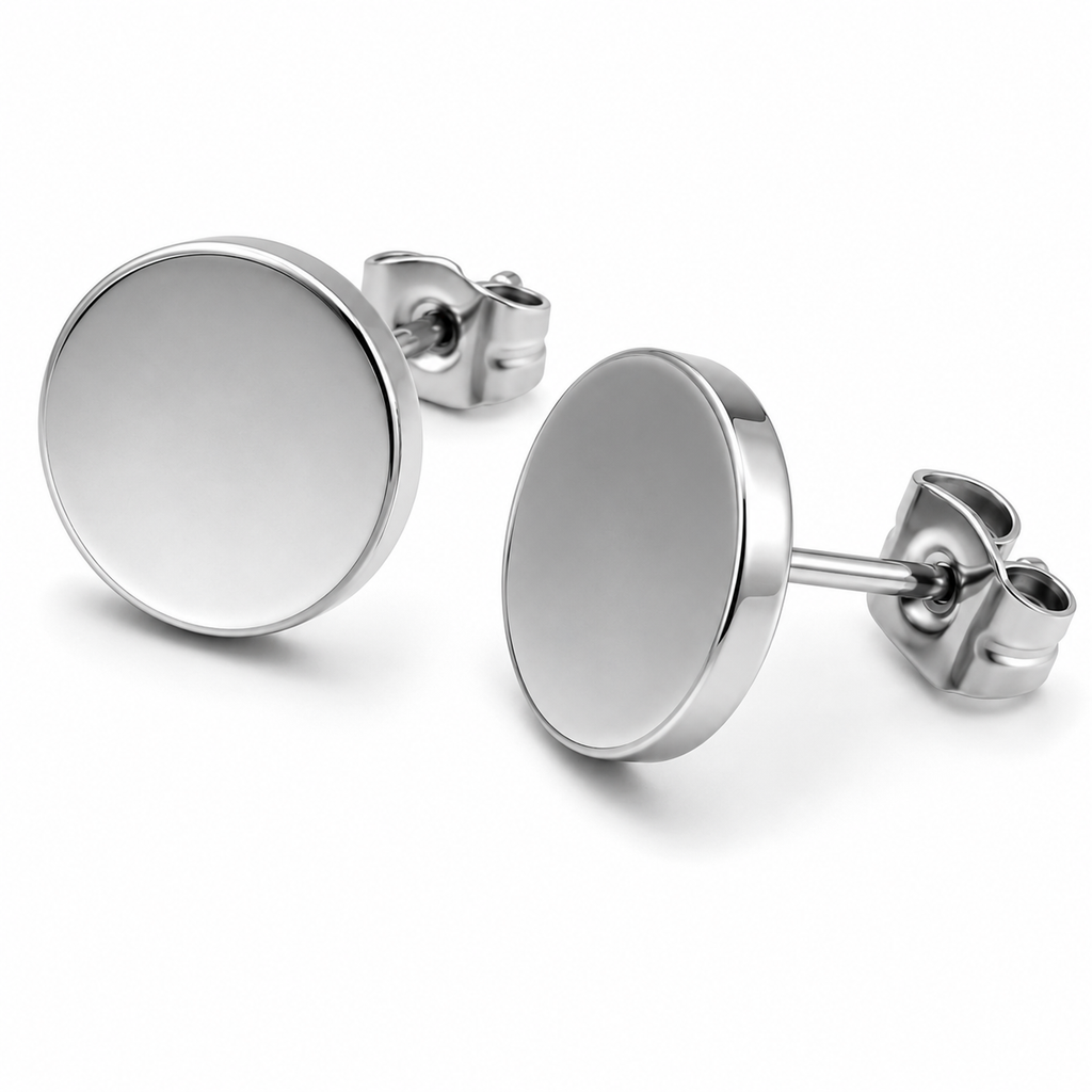Stainless Steel Round Stud Earrings | soulvaier